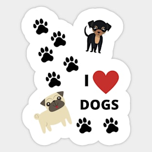 I Love Dogs Sticker